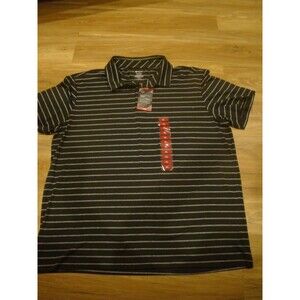 Active Performance Black with Gray Stripes Polo Shirt Size XL NEW
